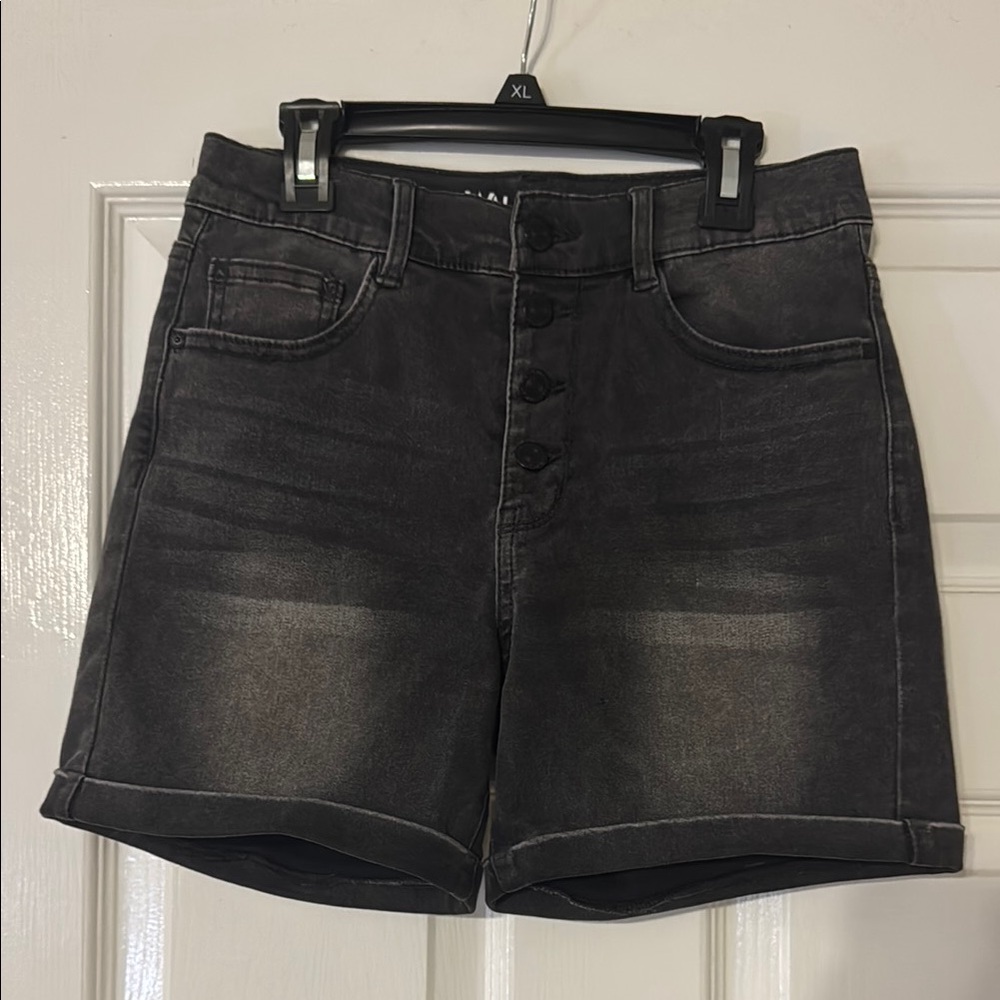 Wallflower Dark Grey High Rise Jean Shorts